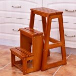 Tabouret dechelle tabouret d?escabeau pliant 3 etages 57 x 38 x 65 cm couleur de noyer en bois de pin ... Tabouret dechelle tabouret d?escabeau pliant 3 etages 57 x 38 x 65 cm couleur de noyer en bois de pin ...