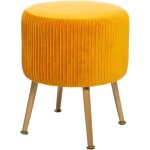 Tabouret solaro velours pliss jaune moutarde - atmosphera createur dinterieur