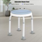 Tabouret de douche en alliage de douche rond hauteur rglable - gris - mtal