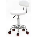 Tabouret ergonomique � roulettes r�glable en hauteur pivotant dossier ergonomique blanc