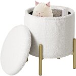 Tabouret avec espace de rangement pouf pliable avec pieds mtalliques couvercle rembourr 35x35x41cm ...