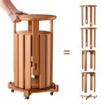 Tabourets gigognes modernes : lot de 4 chaises rondes en bois sur roulettes int�gr�es - pour petits espaces ...