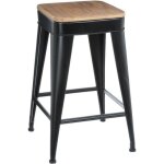 Tabouret de bar joris mtal et bois noir - atmosphera createur dinterieur