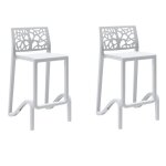 Tabouret haut - teti - blanc - polypropyl�ne - set de 2 pi�ces - hauteur dassise 65 cm