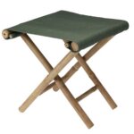 Tabouret de jardin pliant en bambou et tissu vert