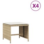 Tabourets de jardin en r�sine tress�e - vidaxl - lot de 4 - 40x40x35 cm - beige - r�sistance aux uv