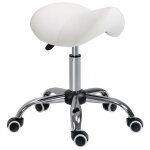 Tabouret de massage selle ergonomique pivotant 360 hauteur rglable revtement synthtique blanc - homcom ...