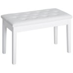 Tabouret de piano rustique - 76x36x50 cm - blanc - bois de caoutchouc - cuir synth�tique - espace de ...
