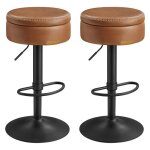 Tabouret pivotant � 360� tabouret de bar r�glable en hauteur avec rangement bar de cuisine marron et ...