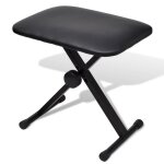 Tabouret pliable de piano - hb022 - rur - noir - acier et cuir synthtique - 3 hauteurs rglables