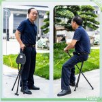 Tabouret pliant en canne - fafeicy - portable - antid�rapant - alliage daluminium - 300 lb