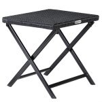 Casaria tabouret pliant en polyrotin noir 44x40x44cm table pliable polyvalente repose - pieds balcon ...