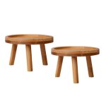 Tabouret porte - plante en bois - hono - petite table ronde - 2 pi�ces - structure robuste - protection ...