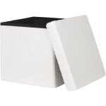 Tabouret pouf pliable en tissu polaire pouf coffre de rangement avec couvercle amovible 38x38x37cm blanc ... Tabouret pouf pliable en tissu polaire pouf coffre de rangement avec couvercle amovible 38x38x37cm blanc ...