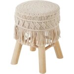 Tabouret macram et bois - atmosphera createur dinterieur