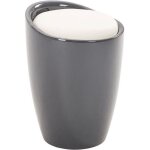 Tabouret daniel pouf rond coffre de rangement panier  linge sige avec assise rembourre blanc structure ...