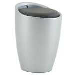Tabouret daniel pouf rond coffre de rangement panier  linge sige avec assise rembourre gris structure ...