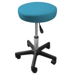 Tabouret rond à roulettes réglable en hauteur de 43. 5 à 60. 5 cm et pivotable à 360° - bleu turquoise ... Tabouret rond à roulettes réglable en hauteur de 43. 5 à 60. 5 cm et pivotable à 360° - bleu turquoise ...