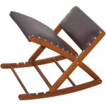 Tabouret - d�coshop26 - pliable et r�glable - bois massif - simili cuir - design contemporain