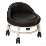 Tabouret roulant - colaxi - modle bas - cuir pu - blanc - design contemporain