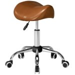 Tabouret � roulettes - homcom - hauteur r�glable 49 - 61 cm et selle ergonomique - polyur�thane et m�tal ...