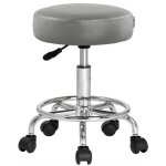Tabouret  roulettes rglable en hauteur 51 - 65 cm rembourrage 10 cm pivotable 360 c repose - pieds ...