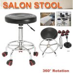 Tabouret � roulettes r�glable - noir - salon de beaut� - hauteur r�glable - si�ge en pu - 5 roulettes ...
