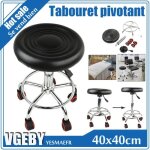 Tabouret � roulettes - si�ge rembourr� pivotant - hauteur r�glable - noir - bureau 40 * 40cm