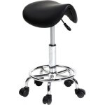 Tabouret  roulettes de travail hauteur rglable pour similicuir et acier chrom noir