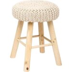 Tabouret suzette tricot beige - atmosphera createur dinterieur
