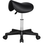 Tabouret de massage rglable 455 - 60 cm - selle de cheval en similicuir base  roulettes - pour salon ...