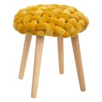 Tabouret akemi tricot jaune moutarde - atmosphera createur dinterieur