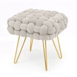 Tabouret en velours tress� rembourr� 38 cm dotty cr�me