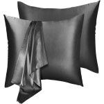 Taie doreiller satin lot de 2 65 x 65 cm sensation soyeuse enveloppe de mode noir