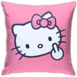 Taie doreiller carre hello kitty en velours doux - rose - rayures - contemporain - design