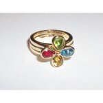 Taille 52 bague fleur triple cristal plaqu or jaune 750