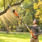 Taille - haies �lectrique avec manche t�lescopique lame 51 cm 2 batteries 40 ah 1125x15x145cm orange