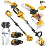 Taille - haies - tron�onneuse �lectrique sans fil 2 - en - 1 21v - perche t�lescopique 135cm + mini tron�onneu ...