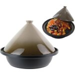 Plat  tajines - induction - 30 cm - base en fonte - couvercle en cramique - anti - adhsif