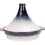 Tajine en gr�s - cosy & trendy - tous feux sauf induction - � 317 cm - blanc / bleu