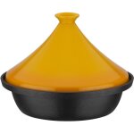Tajine - gsw - 717434 - �30 cm - fonte dacier massive - induction - couvercle c�ramique - noir / jaune ...