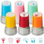 Tampons enseignants - non spcifi - lot de 6 - auto - encreur - couleurs varies - 33 x 13 mm