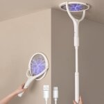 Tapette � mouches �lectrique - mod�le extensible et rotatif - rechargeable - convient pour une utilisation ...