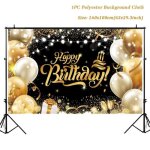 Tapez 3 bannire darrire - plan de joyeux anniversaire grand ballon noir et or affiche dtoile stand ...