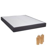 Tapikit - sommier tapissier d�montable 2x20 lattes 160x200cm anthracite + pieds bois 15cm