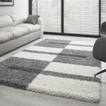 Tapis - ayyildiz - gala shaggy - gris - blanc - gris claire - 120x170 cm - pile longue
