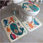 Tapis de bain 3 pices ensembletapis contour antidrapant + housse dabattant wc + u tapis de bainpoisson ...