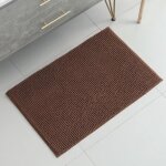 Tapis de bain antidérapant absorbant en microfibre chenille - insfity - rectangulaire - marron - 80cm ... Tapis de bain antidérapant absorbant en microfibre chenille - insfity - rectangulaire - marron - 80cm ...