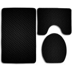 Tapis de bain doux antid�rapant 3 pi�ces ensemble tapis de salle de bain lavable motif noir + tapis de ...