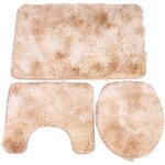 Tapis de bain - ensemble 3pcs - antidérapant - lavable en machine - beige - polyester Tapis de bain - ensemble 3pcs - antidérapant - lavable en machine - beige - polyester